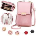 thumbnail image 1 of SHELLTON Crossbody Phone Bags for Women, PU Leather Cellphone Purse Wallet, Adjustable Shoulder Bag Phone Pockets Fits for iPhone 8 Plus Xs Max X Xr 7/6 Plus Samsung S10+, Pink, 1 of 7