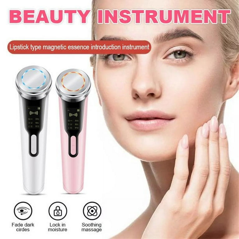 SHELLTON Electric Ultrasonic Face Beauty Instrument Facial Massager - 6 in  1 Face Cleaner Machine- LED Blue & Red Light Wave - Lift & Firm Tighten