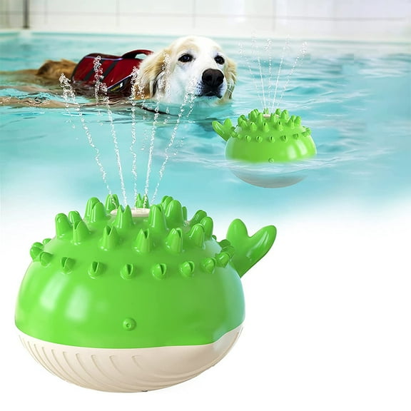SHELLTON Floating Dog Toy, Electric Pet Water Spray Toy Multi-Functional Tooth Brush Molar Teeth Cleaning Dog Chew Toys (Green)