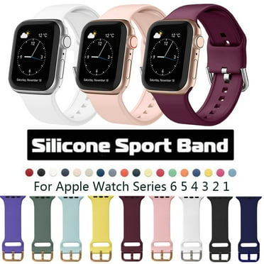 SHELLTON For Apple Watch Series 1/2/3/4/5/6 38mm/40mm/42mm/44mm Silicone Sport Replacement Watch Band Strap