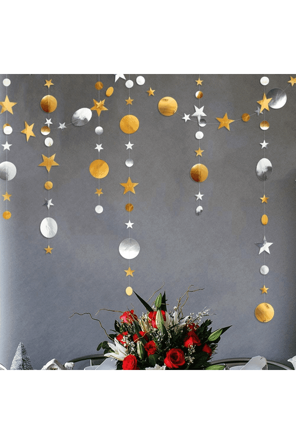 Gold And Silver Twinkle Little Star Party Garlands Glitter Hanging Moon Stars Decorations Kids Birthday Bday Baby Shower Wedding Ramadan EID Graduation Party Supplies