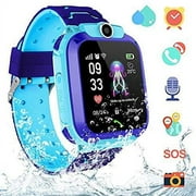 SHELLTON Kids Waterproof Smartwatches,AGPS Tracker SOS Call Voice Chatting Two Way Call Smart Watch Phone with Games Touch Screen for Children 3-12 Girls Boys Christmas Birthday Gift