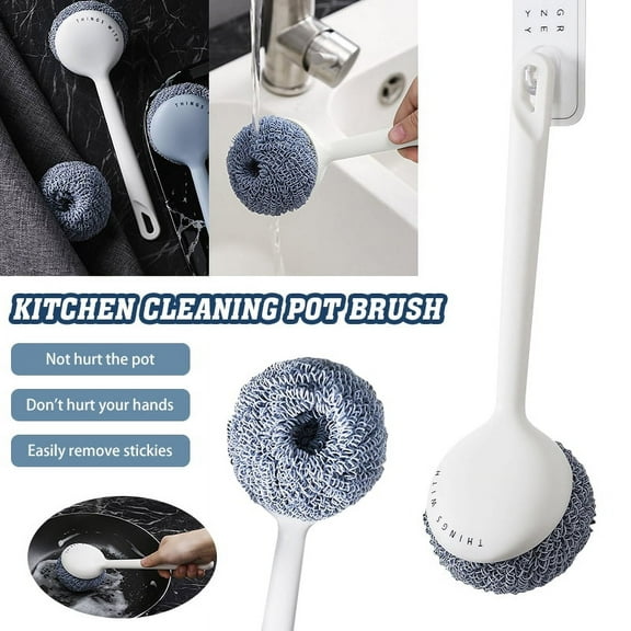 SHELLTON Kitchen Brushes for Dishes, Kitchen Scrub Brush with Grip Friendly Handle, Dish Cleaning Brush, White