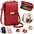 thumbnail image 1 of SHELLTON Lightweight Crossbody Phone Bag for Women, Small Shoulder Bag Cell Phone Wallet Purses and Handbags with Credit Card Slots Fits for iPhone 11 Pro Max XR XS X Galaxy Huawei, Red, 1 of 7