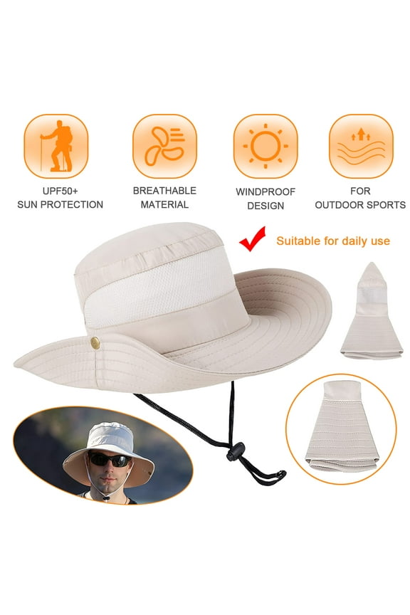 Men And Women's Sun Protection Floppy Visor Bucket Hat Outdoor Large Brim Hat Uv Protection Sun Hat Fisherman Hat Beige