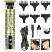 SHELLTON Mens Haircut Clipper - Cordless T-blade Trimmer, Low Noise - 0 mm Bald Zero Gap Mens Haircut Trimmer, with LCD Display Bronze