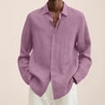 thumbnail image 1 of SHELLTON Mens Long Sleeve Linen Shirt Summer Loose Fit Lightweight Button Down Shirt, 1 of 5