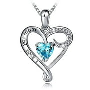 "SHELLTON Mother's Birthday Gift ""I Love You Mom"" S925 Sterling Silver Heart Pendant Necklace, Birthday Mothers Day Jewelry Gifts for Women"