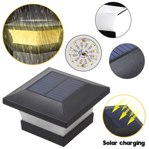 SHELLTON Outdoor Garden Solar Powered LED Post Deck Cap Square Fence Landscape Lamp Light Warm White Lamp