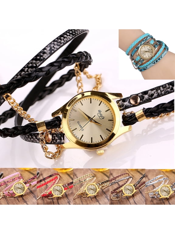 PU Leather Strap Bracelet Watches Women Analog Quartz Fashion Wristwatch Jewelry Silver