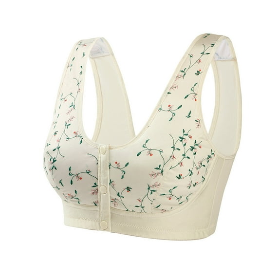 SHELLTON Pure Silk Convenient Front Button Bra, Front Button Type Cotton Sports Bra, Suitable for Ladies and Girls, Skin Color/XL