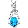 thumbnail image 1 of SHELLTON Simulated Diamond Emerald Necklace for Mom Girlfriend Gifts, Sterling Silver Amethyst Aquamarine Necklace with 18 Inch Silver Chain, Blue, 1 of 7