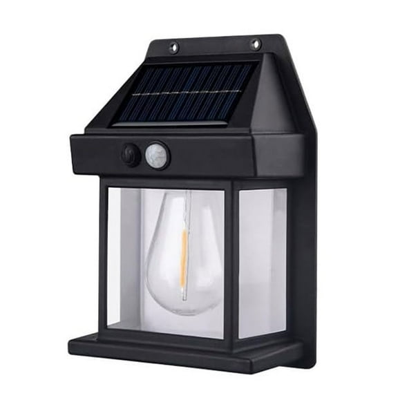 SHELLTON Solar Wall Lantern Lights Outdoor Dusk to Dawn Motion -Waterproof LED Wall Exterior Porch Light Fixtures(Black)