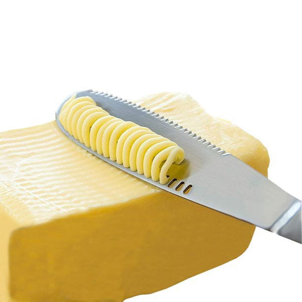 SHELLTON Stainless Steel Butter Spreader Knife - 3 In 1 Kitchen Gadgets, Curler, Slicer, Shave And Butter Grater with Serrated Edge,Shredding Vegetables Fruits