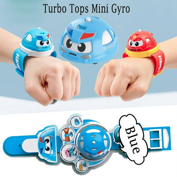 SHELLTON Turbo Tops Mini Gyro Car, Pull Back Car Toys, Push Go Friction Powered Car, Preschool Gifts for Kids, Blue