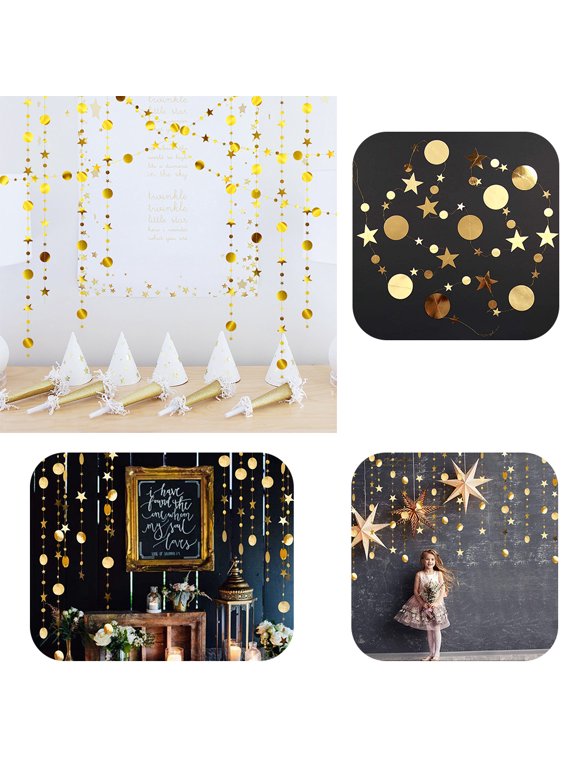 Twinkle Little Star Party Garlands Glitter Hanging Moon Stars Decorations Kids Birthday Bday Baby Shower Wedding Ramadan EID Graduation Party Supplies(Silver)