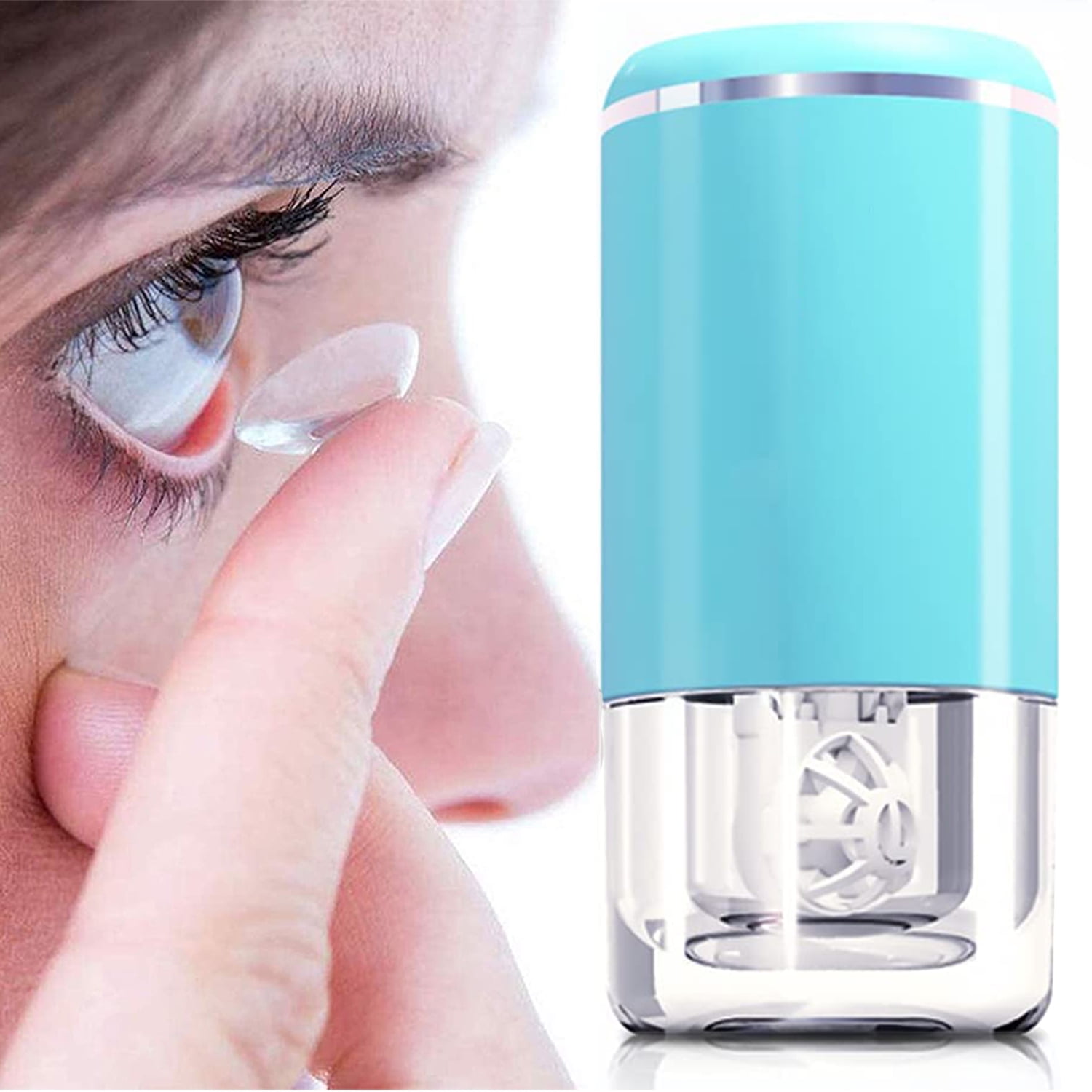 SHELLTON Ultrasonic Contact Lens Cleaner, Intelligent Cleaning Machine for Soft and Rigid (RGP) Contact Lenses,Portable Contact Lens Cleaner with USB Charging Cable White