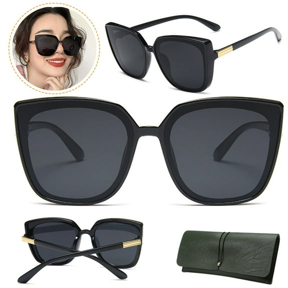 SHELLTON Women Fashionable Black Sunglasses Anti Ultraviolet Stop UV400 Eye Protection Classic Square Frame Retro Style For Outdoor Sports Shopping Driving