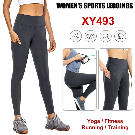 SHELLTON Women's High Waist Yoga Pants Pocket Gym Fitness Sports Capri Leggings Workout