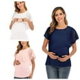 thumbnail image 1 of SHELLTON Womens Pregnant Nursing Chiffon Blouse Breastfeeding Tops Loose Shirt Navy Blue/L, 1 of 2