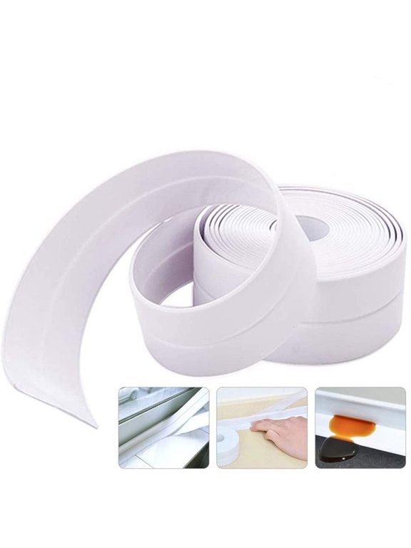 Caulk Strip,Tub Caulking Tape PVC Self-Adhesive Waterproof Sealing Tape for Kitchen Sink Toilet Bathroom Shower and Bathtub Floor Wall Edge Protector-1-1/2" x 11' White