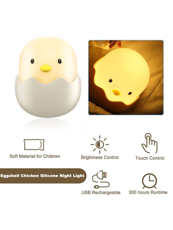 Night Light for Kids Baby Nursery Lamp with Touch Controls Cute Chick Bedside Nightlight for Nursing/Breastfeeding | USB Rechargeable | Newborn or Toddler Bedroom Decor