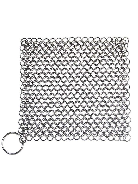 Stainless Steel Cast Iron Skillet Cleaner Chainmail Cleaning Scrubber for Cast Iron Pan,Pre-Seasoned Pan,Griddle Pans, BBQ Grills and More Pot Cookware-Square 6x6 Inch