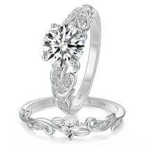 SHELOVES 2.85 Carat Wedding Rings Set For Women Leaf and Vine Engagement Rings for Her AAAAA CZ 925 Sterling Silver Size 7