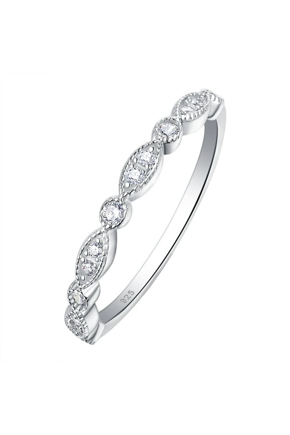 SHELOVES 925 Sterling Silver Art Deco Wedding Ring Engagement Band For Women AAAAA Cubic Zirconia Size 7