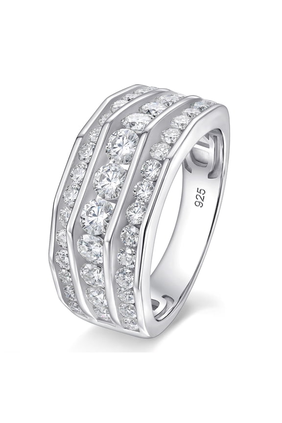 SHELOVES Moissanite Rings for Mens D Color VVS1 Wedding Band Engagement Ring Gifts For Him 925 Sterling Silver Size 10