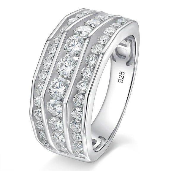 SHELOVES Moissanite Rings for Mens D Color VVS1 Wedding Band Engagement Ring Gifts For Him 925 Sterling Silver Size 10