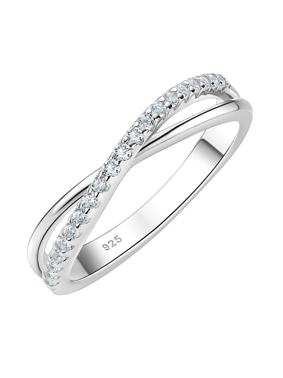 SHELOVES Moissanite Twisted Crossover Infinity Wedding Band Eternity Engagement Rings for Women 925 Sterling Silver Rings for Her Size 6