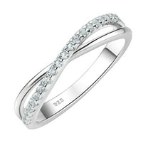 SHELOVES Moissanite Twisted Crossover Infinity Wedding Band Eternity Engagement Rings for Women 925 Sterling Silver Rings for Her Size 7