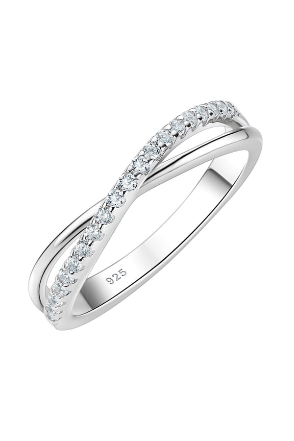 SHELOVES Moissanite Twisted Crossover Infinity Wedding Band Eternity Engagement Rings for Women 925 Sterling Silver Rings for Her Size 7