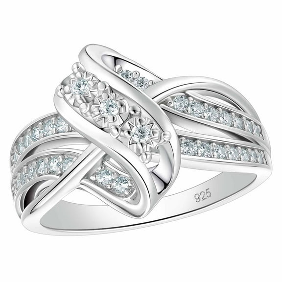 SHELOVES Swirl Wedding Ring for Women AAAAA Round CZ Twisting Wedding Band Engagement Rings Sterling Silver Sz 7