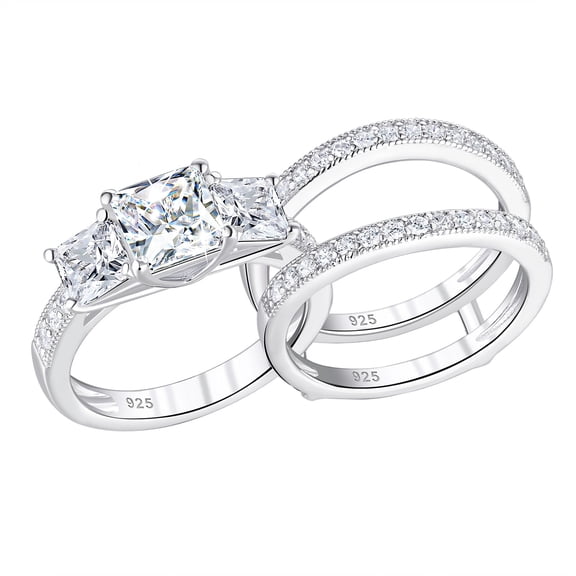Oval Cut CZ Silicone Ring Set for Women, 2 Thin Stackable Rings – 11×8 ...