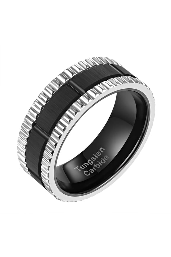 SHELOVES Tungsten Rings For Men Wedding Bands For Him Black 8mm Carbide Brushed Size 11
