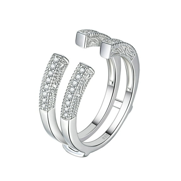 SHELOVES Vintage Guard Wrap Wedding Band For Women 925 Sterling Silver Ring Enhancer for Engagement Rings Size 7