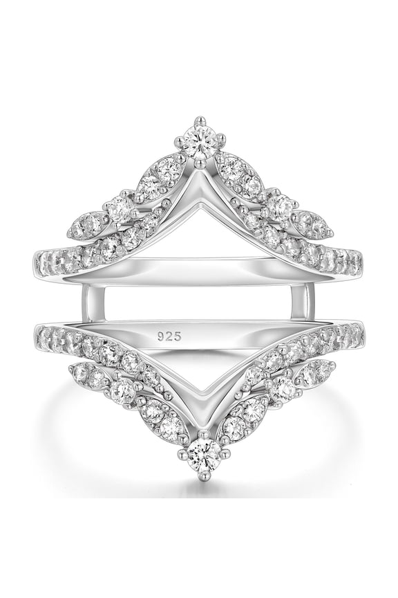 SHELOVES Vintage Ring Enhancer for Engagement Rings Curved Enhancer Guard Ring 925 Sterling Silver Sz 8
