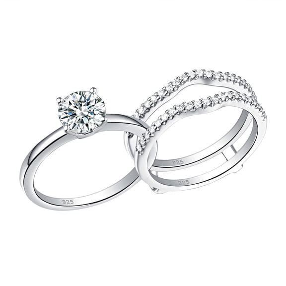 SHELOVES Wedding Rings for Women Solitaire Round Cz Engagement Ring Set 925 Sterling Silver Size 5