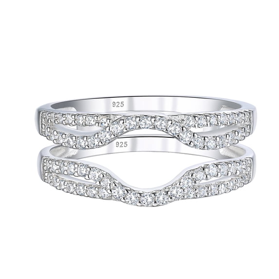 SHELOVES Womens 925 Sterling Silver Ring Enhancer Round White AAAAA CZ Infinity Wrap Guard Rings Wedding Band Size 6