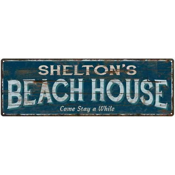 SHELTON'S Beach House Blue Rustic Cabin Home Decor 8x24 Metal 108240026313