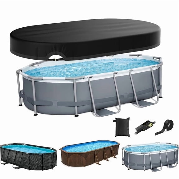 SHELTUSE 10x16FT Oval Pool Cover - Solar Rectangular Covers for Above Ground Pools, Oxford Fabric Pool Covers for Above Ground Pools, Waterproof and Dustproof Swimming Pool Cover