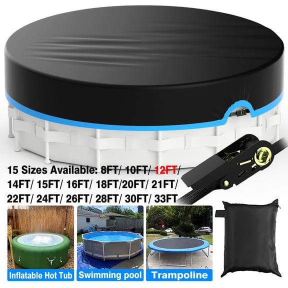SHELTUSE 12Ft Round Pool Cover, Covers for Above Ground Pools, Inflatable Pool Cover Protector , Above Ground Pool Cover, Winter Pool Cover, Waterproof and Dustproof Swimming Pool Covers, Blue