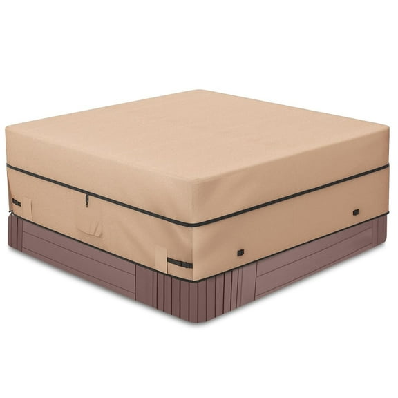 SHELTUSE 600D Outdoor Waterproof Square Hot Tub Cover Protector, Heavy Duty Polyester SPA Cover UV Protection Cover 72''x72''x20'', Brown