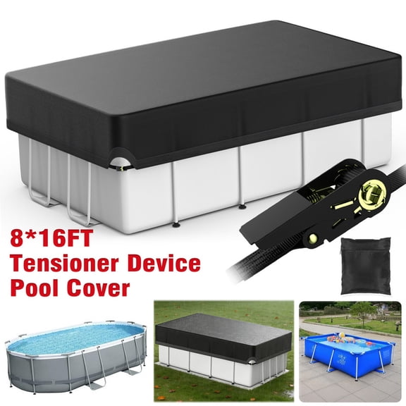 SHELTUSE 8x16FT Rectangular Pool Cover for Above Ground Pools, Solar Cover for Above Ground Pools, Winter Cover Ideal for Waterproof and Dustproof for Rectangular or Oval Pools
