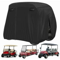 SHELTUSE Golf Cart Cover 4 Passenger for EZ Go Club Yamaha Club Car, 420D Waterproof Windproof Sunproof Dustproof Enclosure Cover with Three Zipper Doors, 112''Lx48''Wx66''H, Black