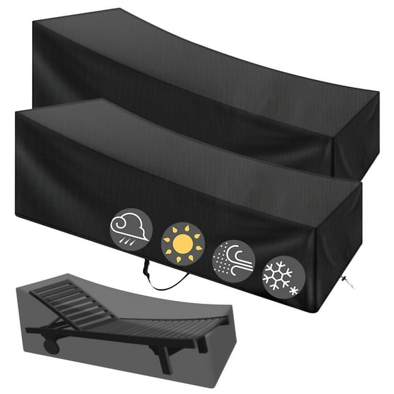 SHELTUSE Outdoor Chaise Lounge Covers Waterproof, 2 Pack Patio Furniture Pool Lounge Chair Cover for Outside Stackable Cushions and Outdoor Furniture, 76''W x 32''D x 32''H, Black