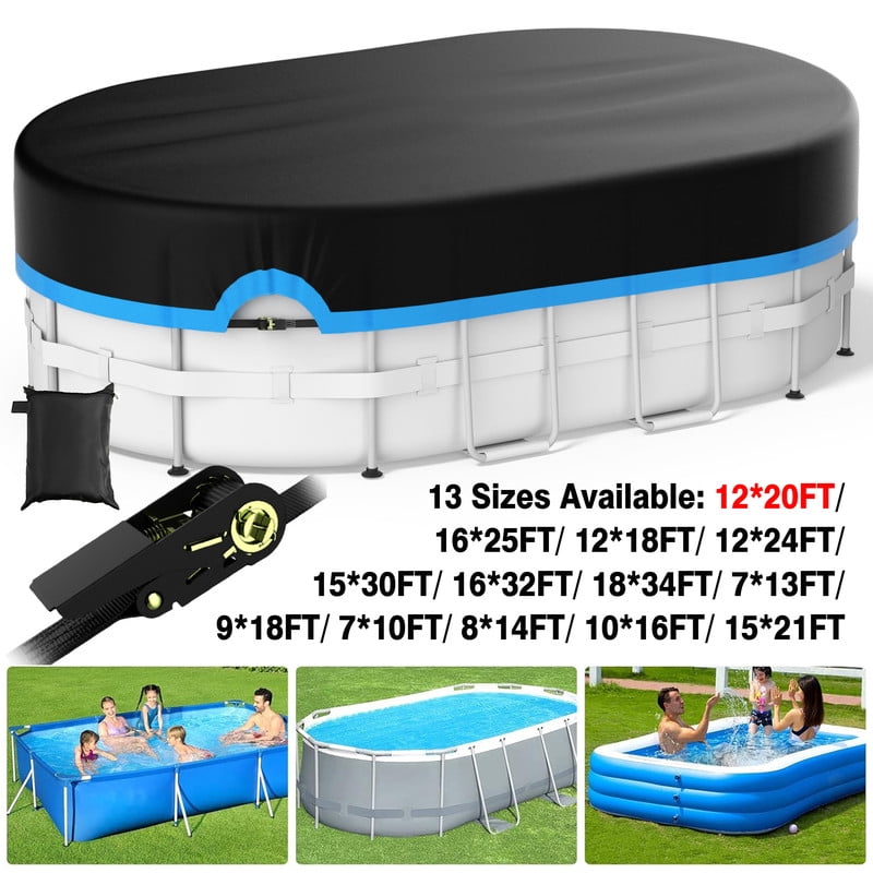 SHELTUSE Oval Pool Cover 12x20FT, Upgraded 420D Oxford Fabric Pool ...