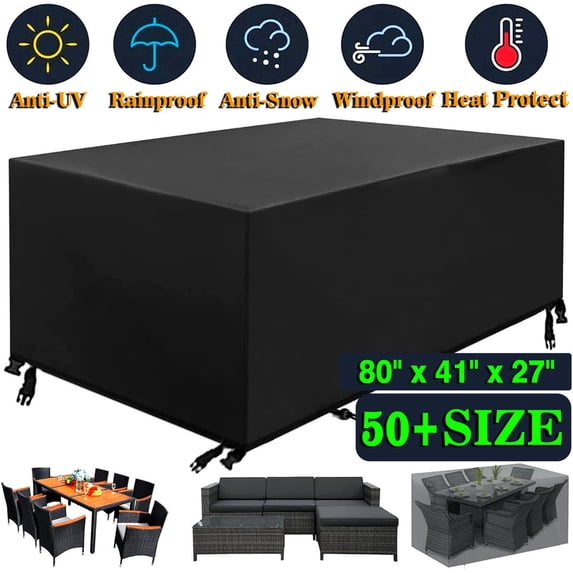 SHELTUSE Patio Furniture Covers Waterproof Outdoor Sectional Furniture Set Cover, Rectangular Table Chair Sofa Covers, Dust Proof Furniture Protective Cover Large, 80in x 41in x 27in